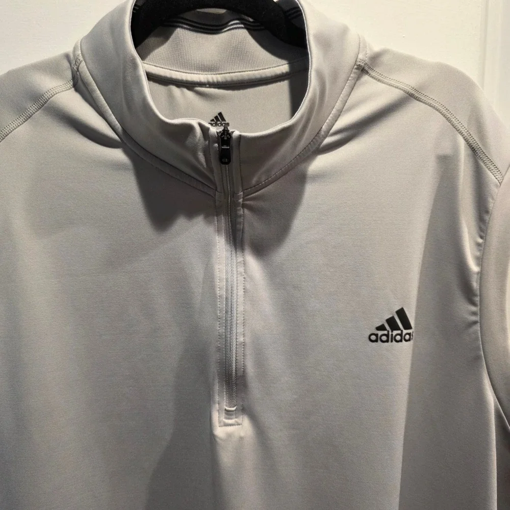 Adidas Golf Mens 2XL Quarter Zip Sleeveless Pullover Vest Performance Light Gray